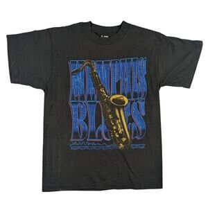 Vintage Memphis Blues 90s Jazz Tennessee Black Single Stich Shirt Size Medium